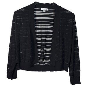 Calvin Klein Black Sheer Mesh Panels Open Shrug Cardigan Size L
